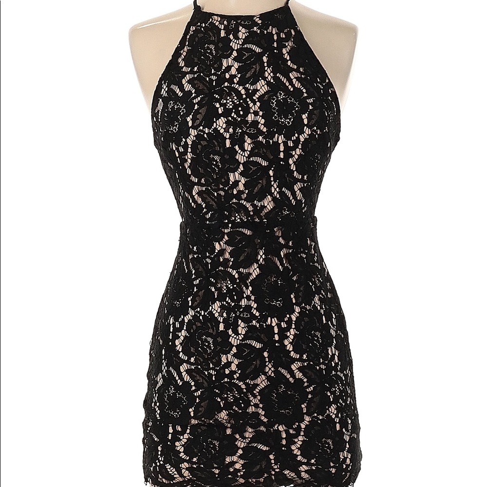 Astr the label black/nude high neck sleeveless dress M